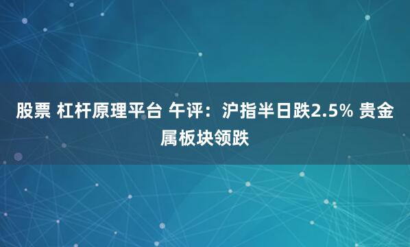 股票 杠杆原理平台 午评：沪指半日跌2.5% 贵金属板块领跌